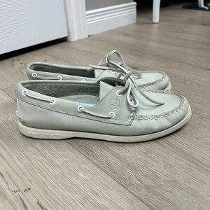 Sperry Mint Green Leather Boat Shoes
